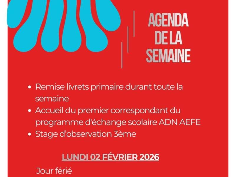 Agenda de la&nbsp;semaine