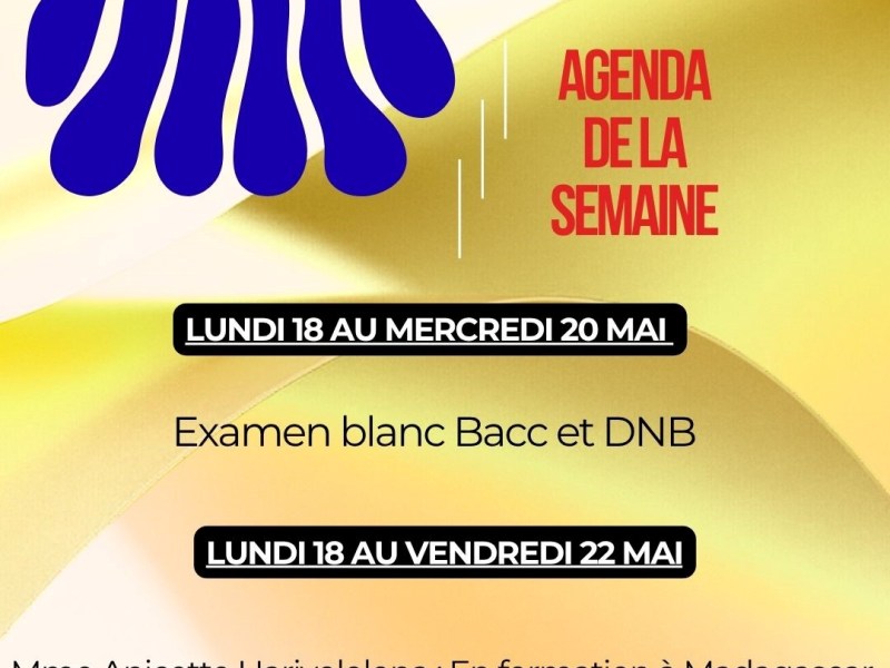 Agenda de la&nbsp;semaine